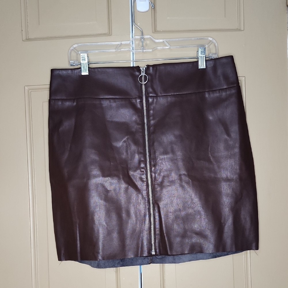 Express Brown Vegan Leather Mini Skirt